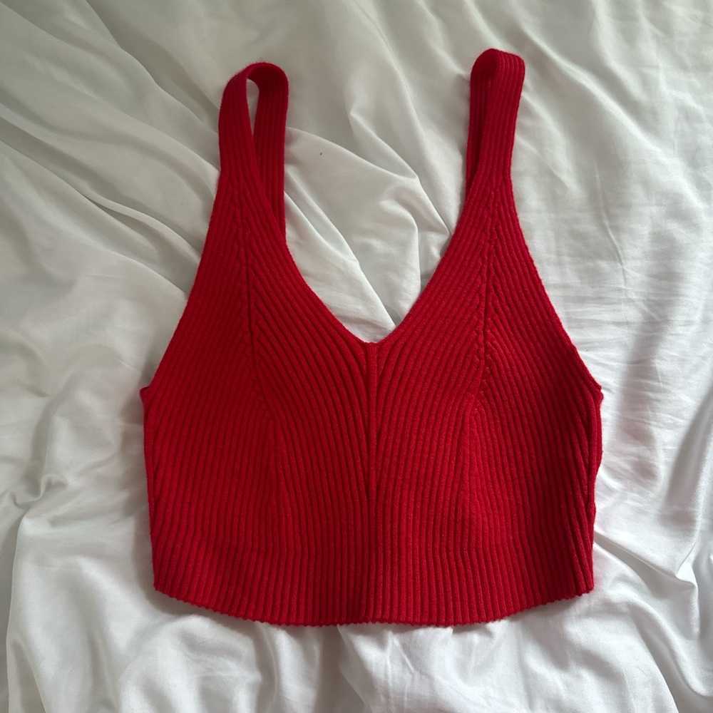 SHEIN Vibrant Red Knit Crop Top